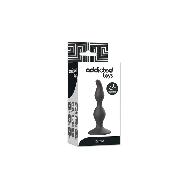 Anfänger-Analplug Addicted Toys aus schwarzem Silikon 12 cm Gesamtansicht