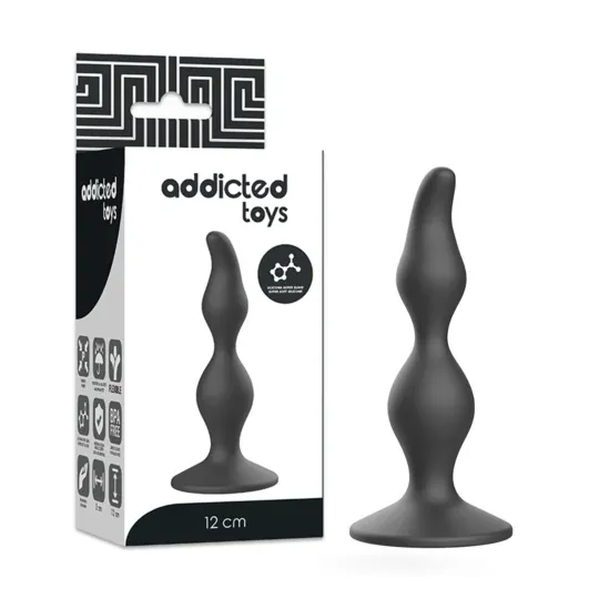Plug anal principiante Addicted Toys silicona negra 12 cm vista general" }, { "id_image": 2151, "fr": "Plug anal Addicted Toys n