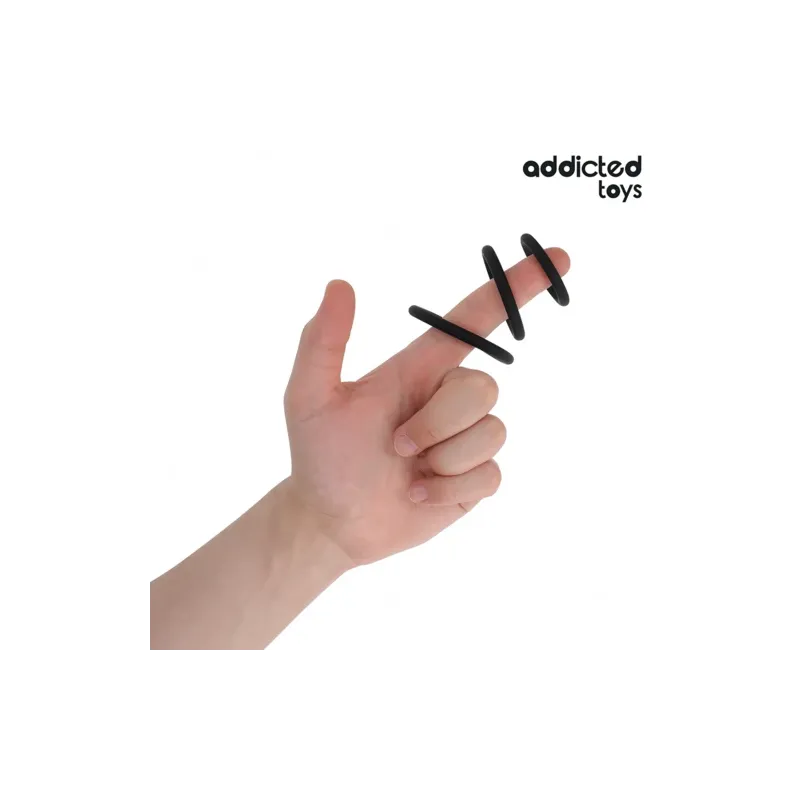 Lot de 3 anneaux péniens en silicone Addicted Toys - ensemble complet avec trois tailles 60 50 41 mm