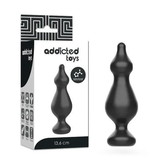 Progressiver Analplug Addicted Toys 13,6 cm aus schwarzem Silikon für Anfänger Analtraining