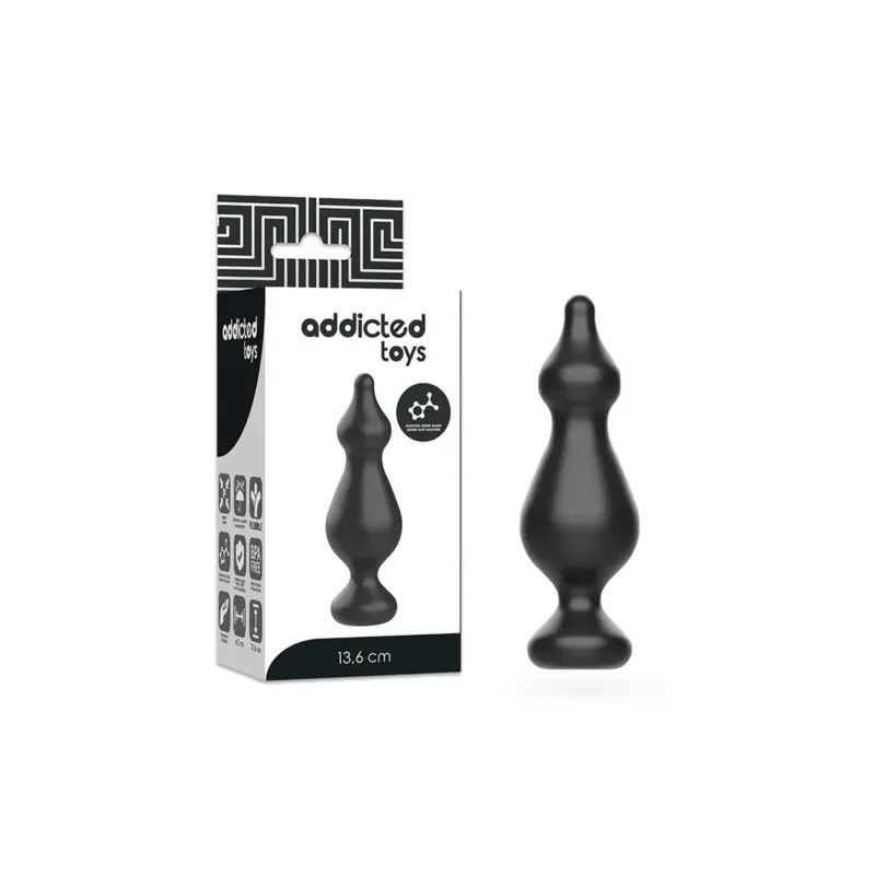Progressiver Analplug Addicted Toys 13,6 cm aus schwarzem Silikon für Anfänger Analtraining