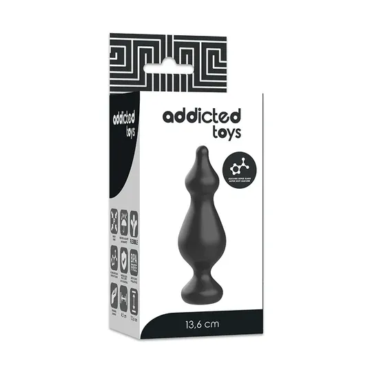 Plug anale progressivo Addicted Toys 13,6 cm in silicone nero per allenamento anale principiante