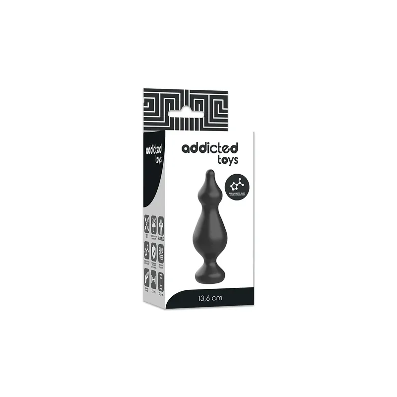 Plug anal progressif Addicted Toys 13,6 cm en silicone noir pour entraînement anal débutant