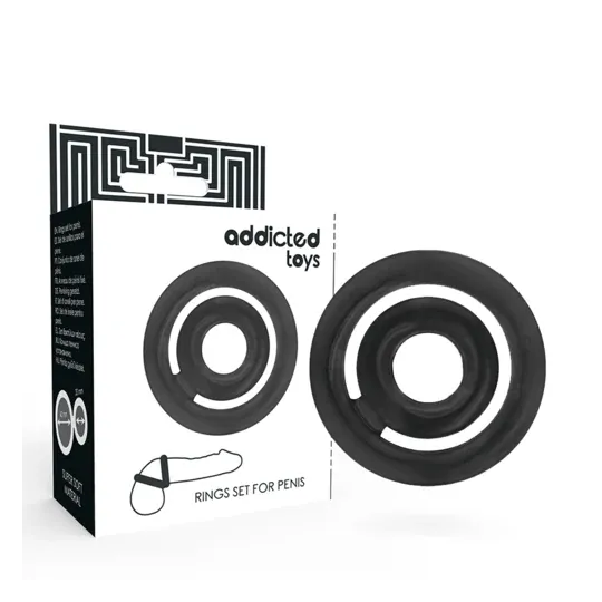 Double penis ring black silicone ADDICTED TOYS for penis and testicles, firm hold
