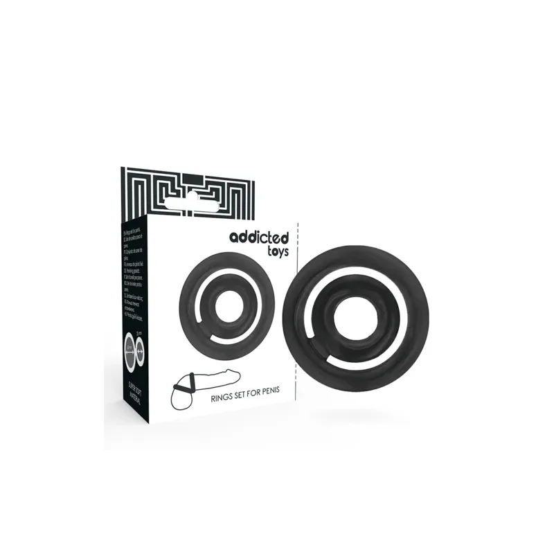 Anello penieno doppio in silicone nero ADDICTED TOYS per pene e testicoli, presa salda