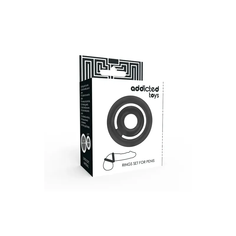 Anello penieno doppio in silicone nero ADDICTED TOYS per pene e testicoli, presa salda