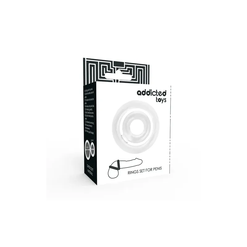 Anneau pénien double silicone transparent Addicted Toys - vue d'ensemble