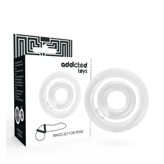 Anneau pénien double silicone transparent Addicted Toys - vue d'ensemble