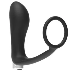 Rechargeable prostate vibrator Addicted Toys black medical silicone front view