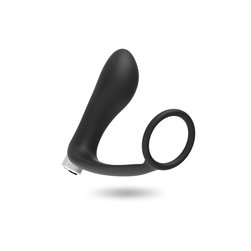 Rechargeable prostate vibrator Addicted Toys black medical silicone front view