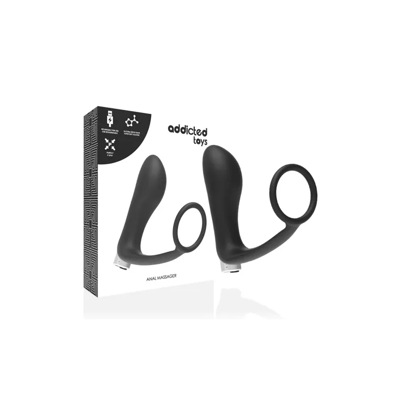 Vibratore prostatico ricaricabile Addicted Toys nero silicone medicale vista frontale