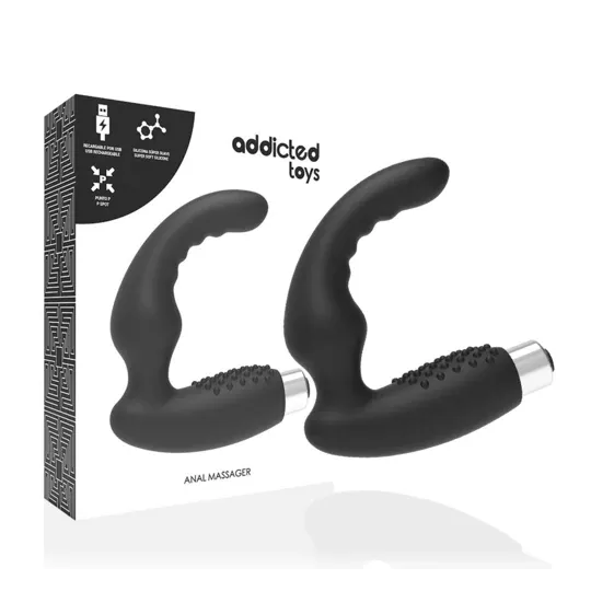 Vibrador prostático Addicted Toys negro silicona médica 10 modos - vista principal" }, { "fr": "Vibrateur prostatique Addicted T