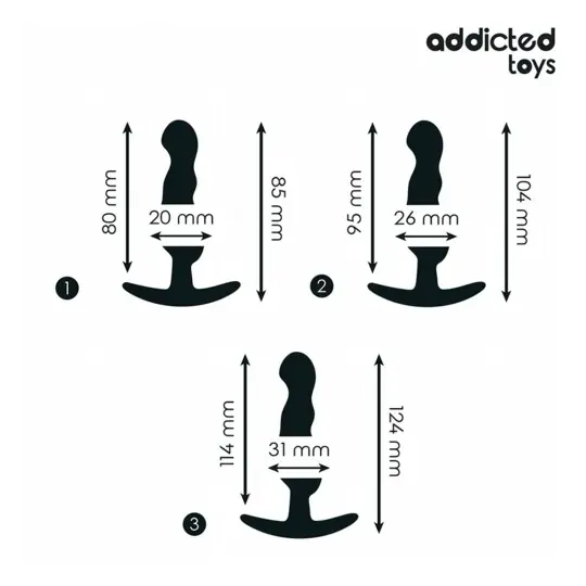 Set di 3 plug anali progressivi in silicone medicale Addicted Toys - taglie S M L - giocattolo anale sicuro