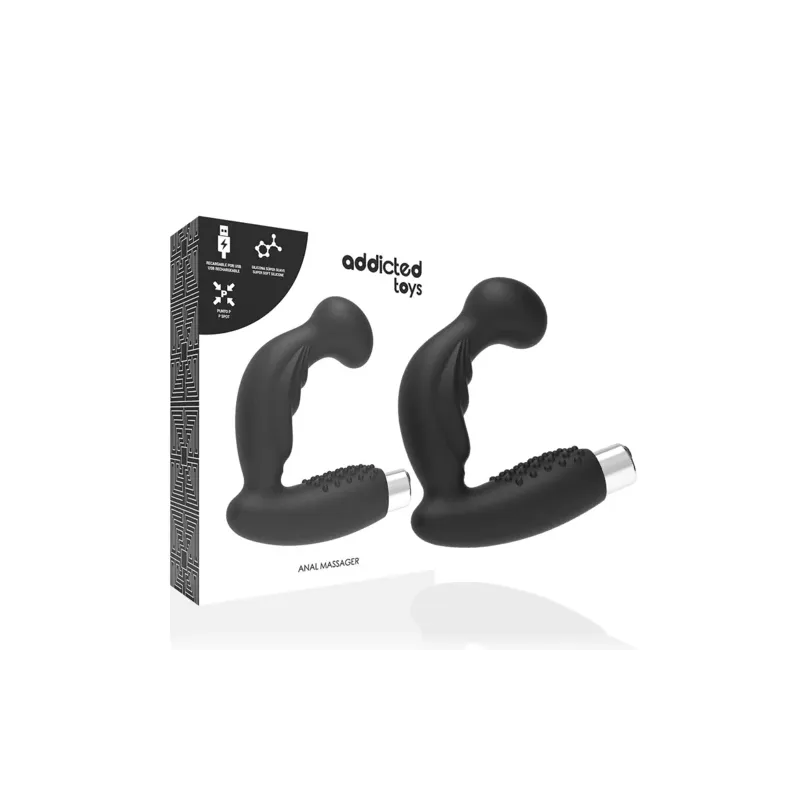 Vibromasseur prostatique rechargeable Addicted Toys modèle 3 noir silicone médical 10 modes vibrations