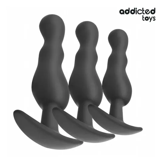 Set of 3 progressive anal plugs in medical silicone by Addicted Toys - sizes S M L - safe anal toy