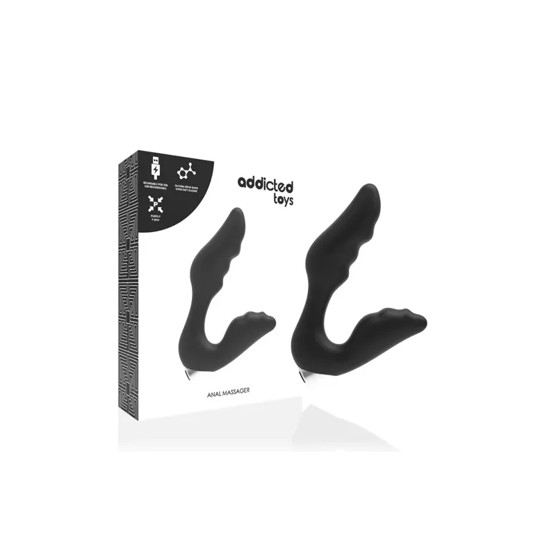 Vibrador prostático recargable Addicted Toys negro diseño ergonómico para estimulación prostática