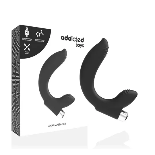 Massaggiatore prostatico ricaricabile Addicted Toys nero silicone ergonomico per stimolazione