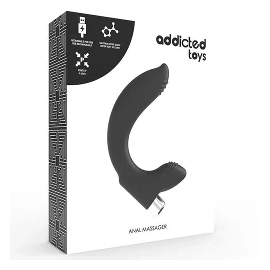 Rechargeable prostate massager Addicted Toys black silicone ergonomic curve for stimulation