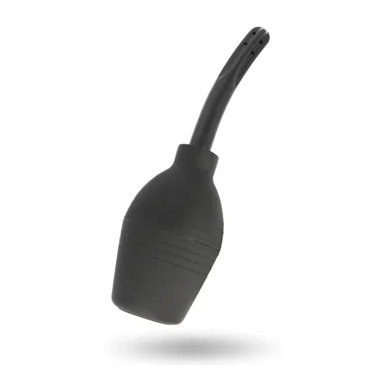 Black TPR enema bulb Addicted Toys, squeeze clean for intimate hygiene, ergonomic
