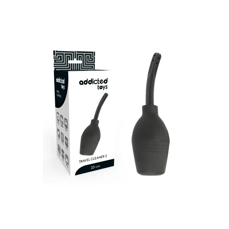 Black TPR enema bulb Addicted Toys, squeeze clean for intimate hygiene, ergonomic