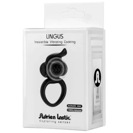 Anneau vibrant noir ADRIEN LASTIC avec langue flexible pour stimulation clitoridienne