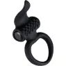 Black vibrating ring ADRIEN LASTIC with flexible tongue for clitoral stimulation