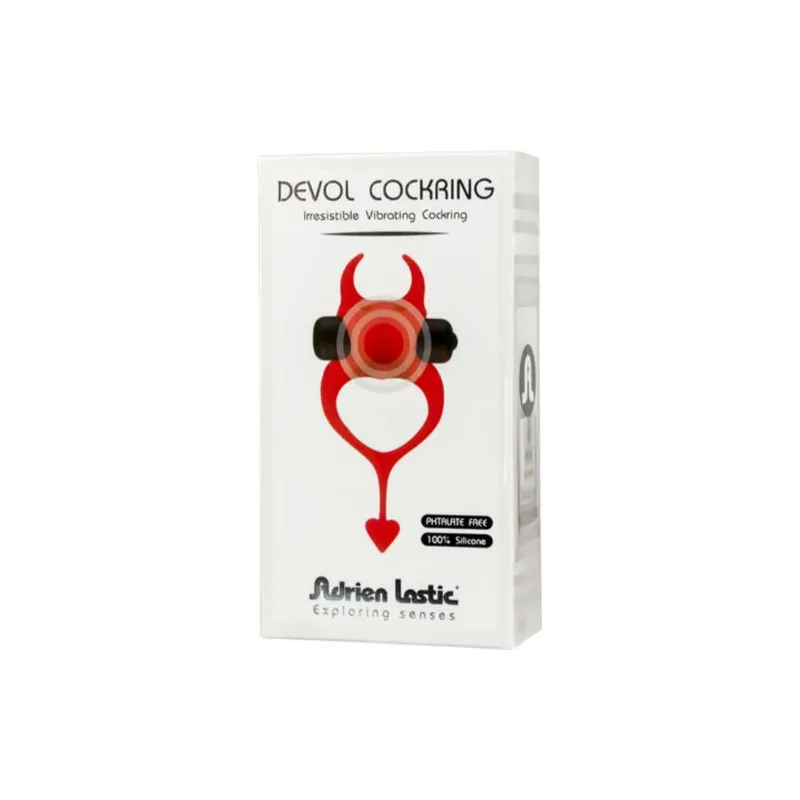 Anneau vibrant rouge ADRIEN LASTIC Devol double stimulation couple clitoris pénis langue texturée