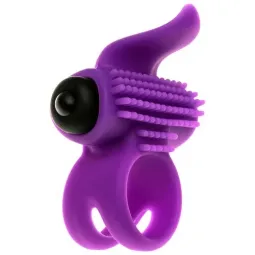 Anello vibrante viola Bullet Lastic Adrien Lastic con stimolatore clitorideo a forma di lingua per coppie