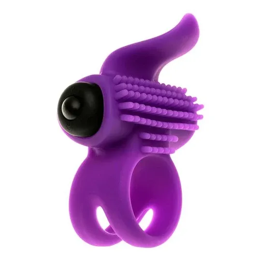 Violetter Vibrationsring Bullet Lastic von Adrien Lastic mit Klitoris-Stimulator in Zungenform für Paare