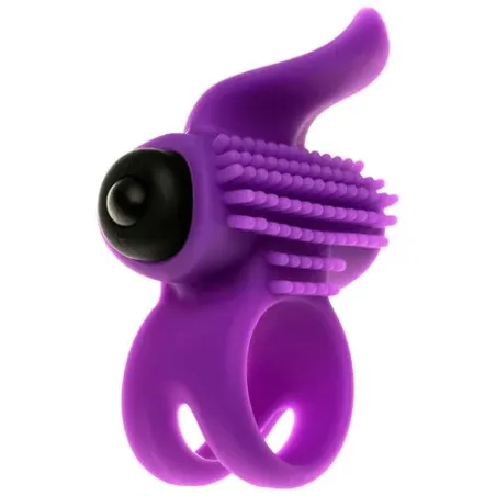 Violetter Vibrationsring Bullet Lastic von Adrien Lastic mit Klitoris-Stimulator in Zungenform für Paare