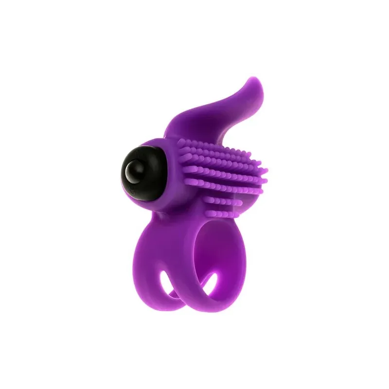 Anello vibrante viola Bullet Lastic Adrien Lastic con stimolatore clitorideo a forma di lingua per coppie