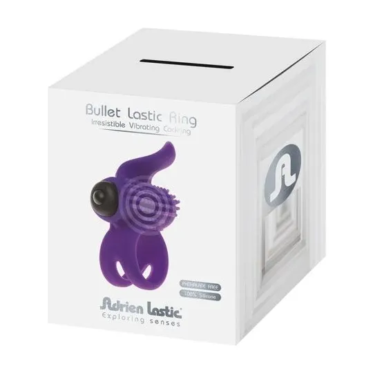 Violetter Vibrationsring Bullet Lastic von Adrien Lastic mit Klitoris-Stimulator in Zungenform für Paare