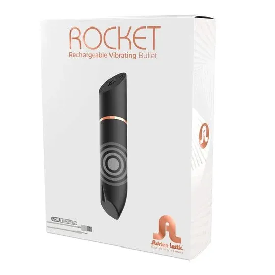 Rechargeable bullet vibrator Rocket black ADRIEN LASTIC – ergonomic lipstick shape