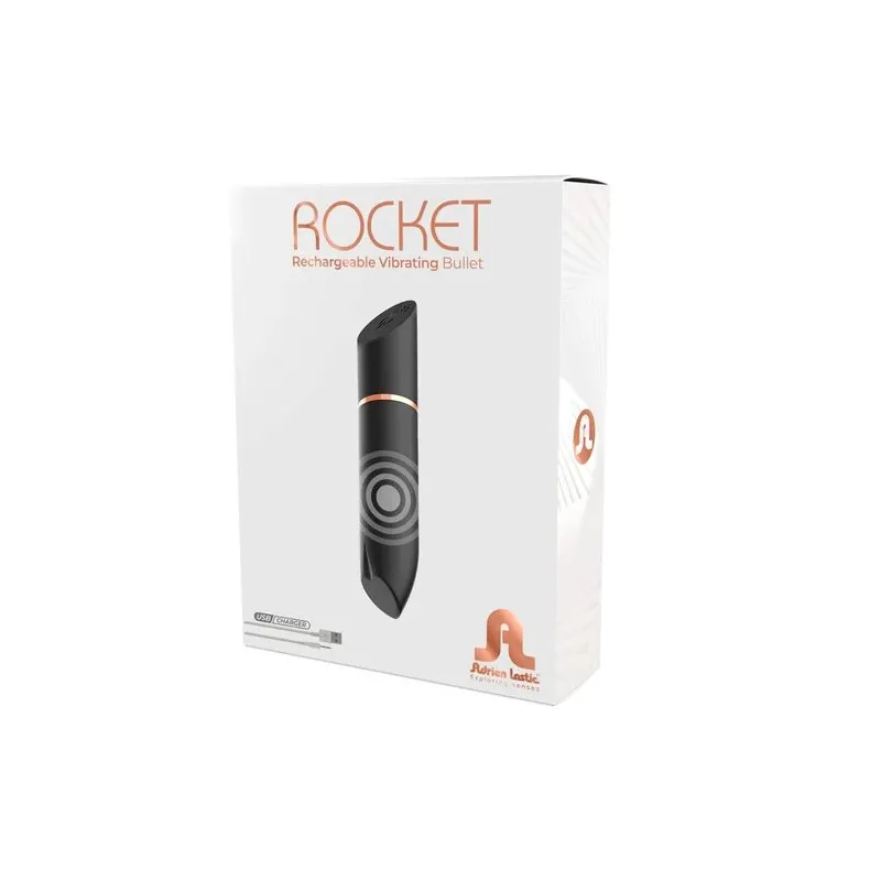 Wiederaufladbarer Vibrator Rocket schwarz ADRIEN LASTIC – ergonomische Lippenstiftform