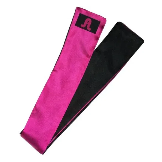 Bandeau de bondage satin réversible rose et noir de la marque ADRIEN LASTIC, idéal pour jeux érotiques.