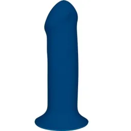 Gode silicone double densité thermo-réactif Adrien Lastic bleu avec ventouse vue d'ensemble réaliste