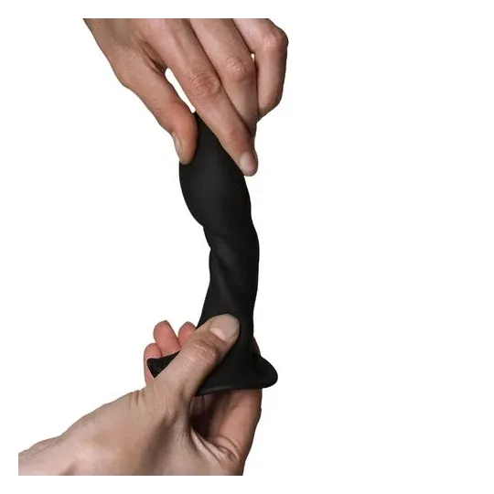 Dildo in silicone nero Hitsens 5 doppia densità ADRIEN LASTIC vista frontale