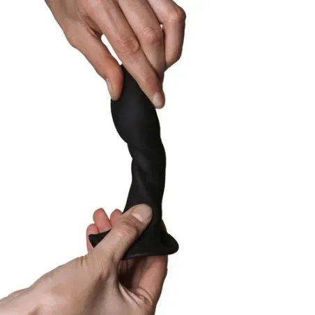 Black silicone dildo Hitsens 5 dual density ADRIEN LASTIC front view