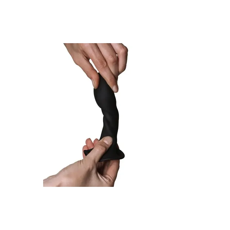 Gode en silicone noir Hitsens 5 double densité ADRIEN LASTIC vue avant