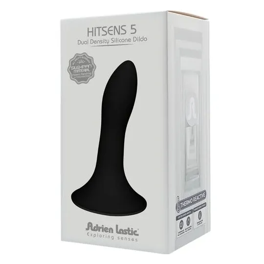 Dildo in silicone nero Hitsens 5 doppia densità ADRIEN LASTIC vista frontale