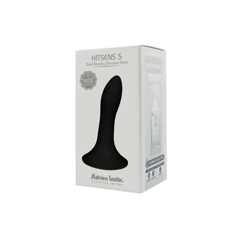 Gode en silicone noir Hitsens 5 double densité ADRIEN LASTIC vue avant