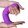 Purple double density silicone vibrator dildo Adrien Lastic Hitsens Vibe 3 with motor and suction cup