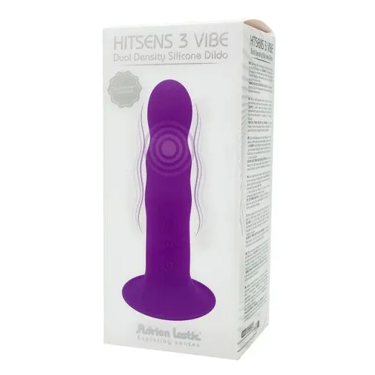 Dildo vibratore viola a doppia densità in silicone Adrien Lastic Hitsens Vibe 3 con motore e ventosa