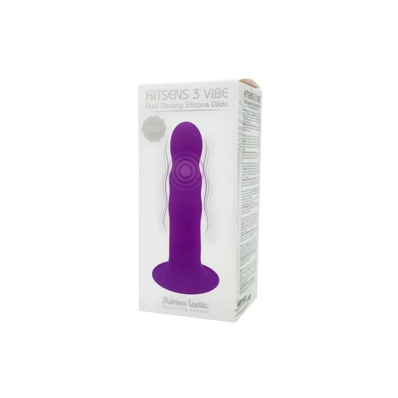 Dildo vibratore viola a doppia densità in silicone Adrien Lastic Hitsens Vibe 3 con motore e ventosa