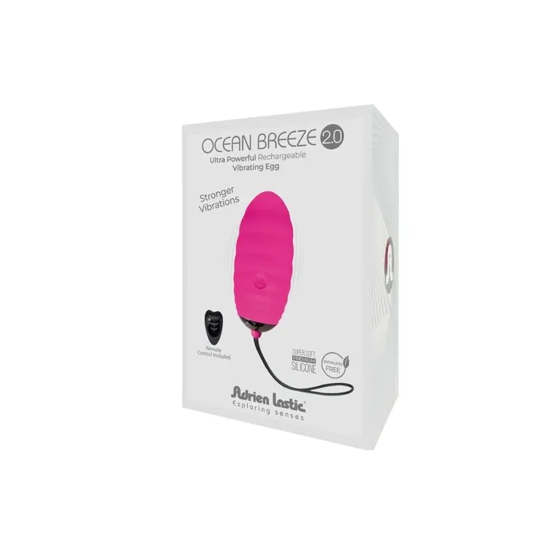 Œuf vibrant ADRIEN LASTIC Ocean Breeze 2.0 rose rechargeable télécommandé en silicone