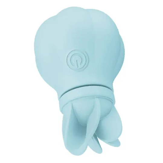 Stimolatore clitorideo rotante Adrien Lastic Caress blu con 5 teste intercambiabili in silicone