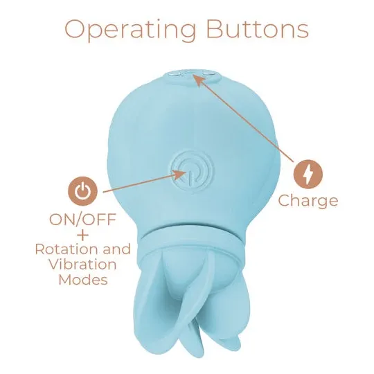 Rotierender Klitorisstimulator Adrien Lastic Caress blau mit 5 austauschbaren Silikonköpfen