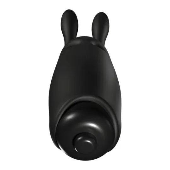 Leiser Mini-Hasen-Vibrator ADRIEN LASTIC Schwarz Frontansicht – Silikontoy für Klitorisstimulation