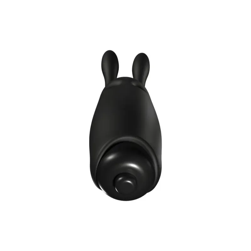 Mini vibratore coniglio silenzioso ADRIEN LASTIC Nero vista frontale – giocattolo in silicone per clitoride