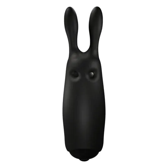 Leiser Mini-Hasen-Vibrator ADRIEN LASTIC Schwarz Frontansicht – Silikontoy für Klitorisstimulation